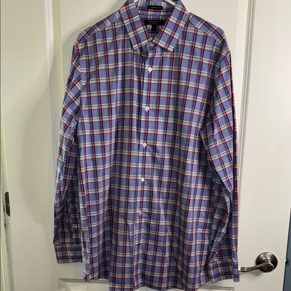 Banana Republic Blue and Red Plaid Button Down Shirt